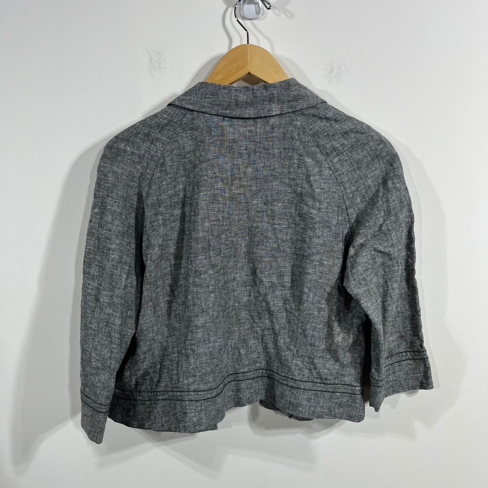 Steilmann Linen Cotton Cropped Jacket 3/4 Sleeve Womens 12 Lagenlook Old Money - Picture 5 of 11